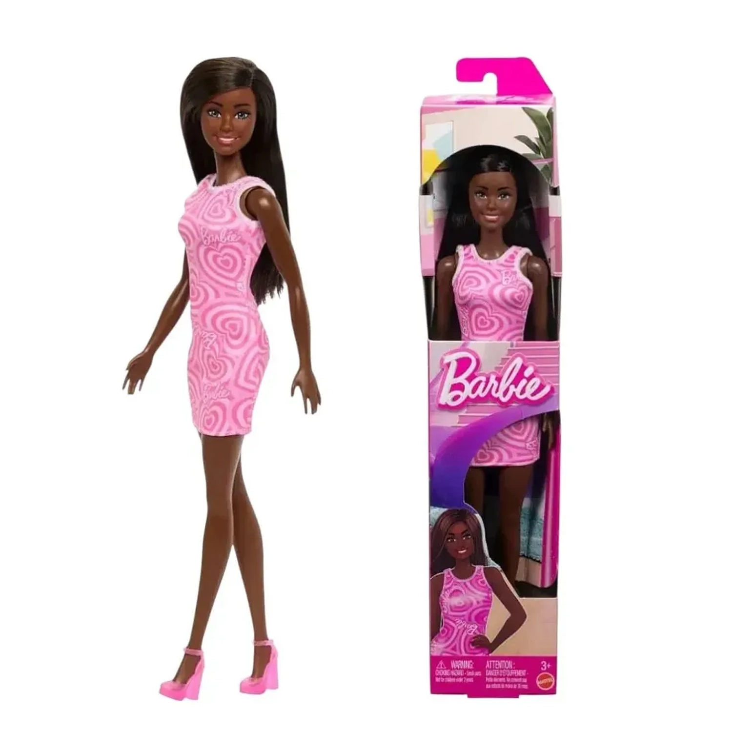 Boneca Barbie Fashion Vestido Laranja Negra