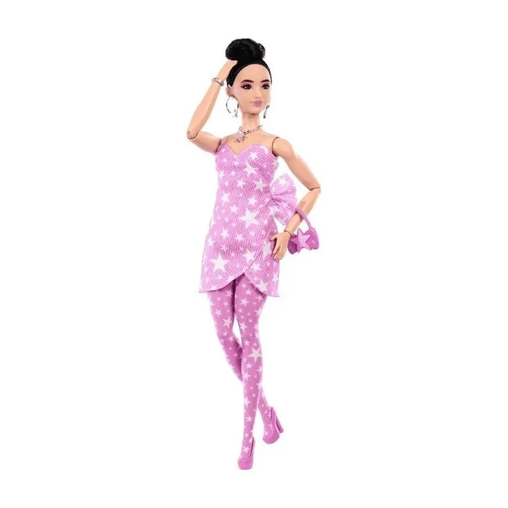 Barbie Deluxe Style Vestido Rosa Cabelo Preso