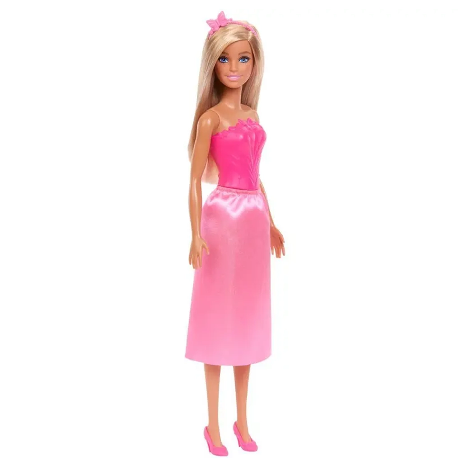 Princesa Donzela Boneca Barbie Loira Saia Rosa Mattel